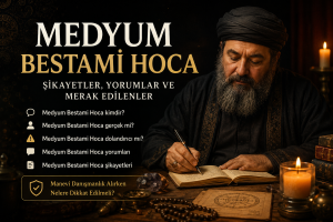 Medyum Bestami Hoca şikayetleri, yorumları ve hakkında merak edilenleri anlatan bilgilendirici görsel.